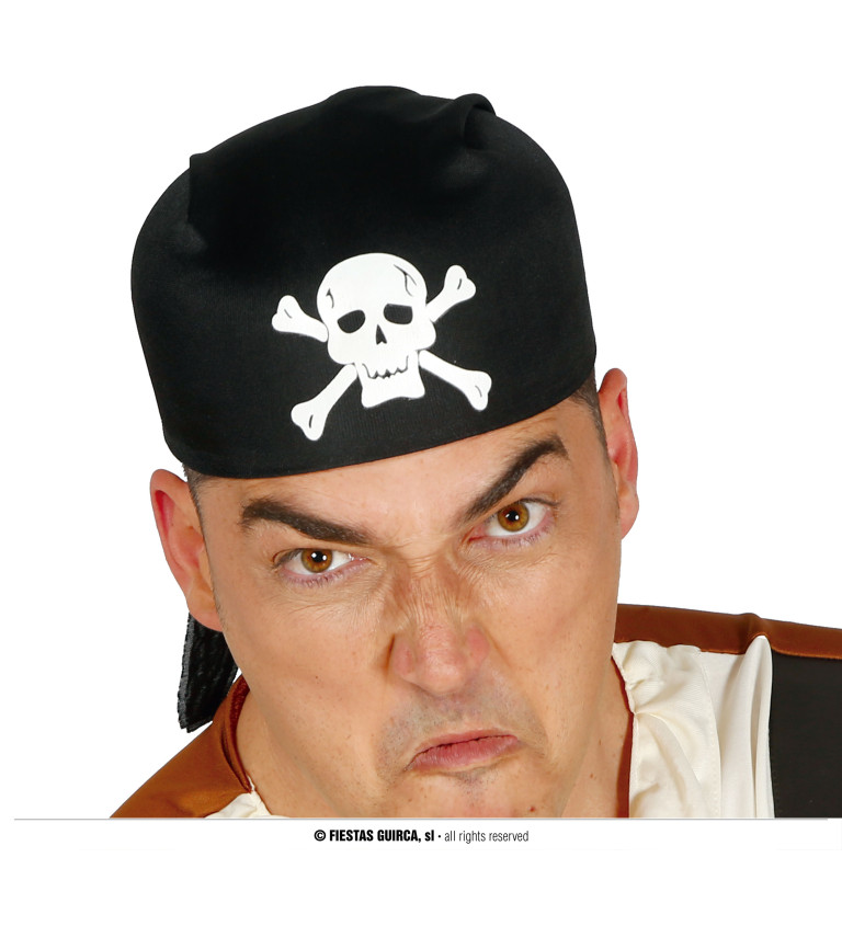 Černý látkový pirátský klobouk