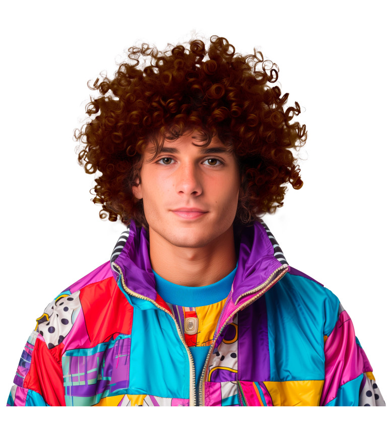 Pánská paruka afro hnědá