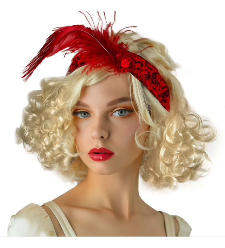 Dámská paruka flapper s pírkem blond