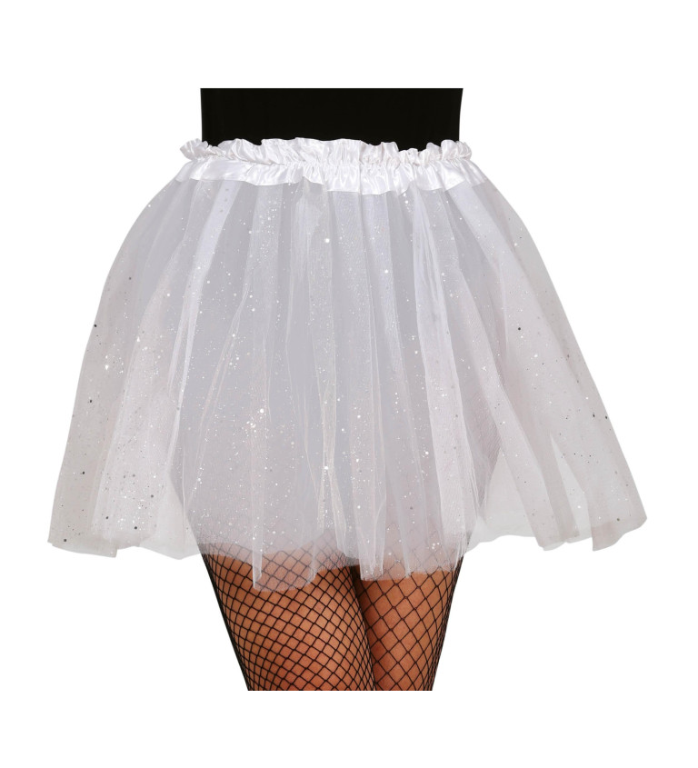 Tutu s třpytkami, bílé, 40 cm