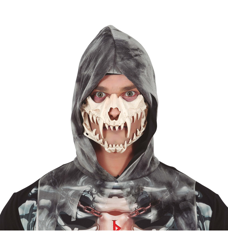 Půlmaska lebky s tesáky PVC