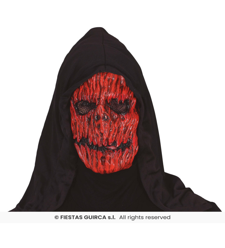 Halloweenská maska dýně s kápí vinyl