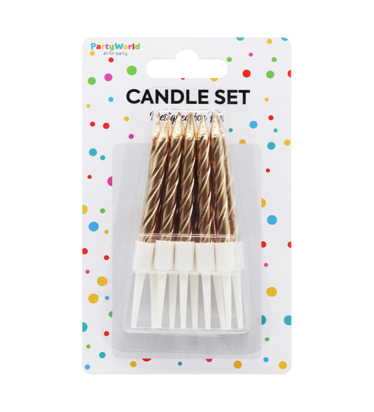 Spirálové svíčky rosegold