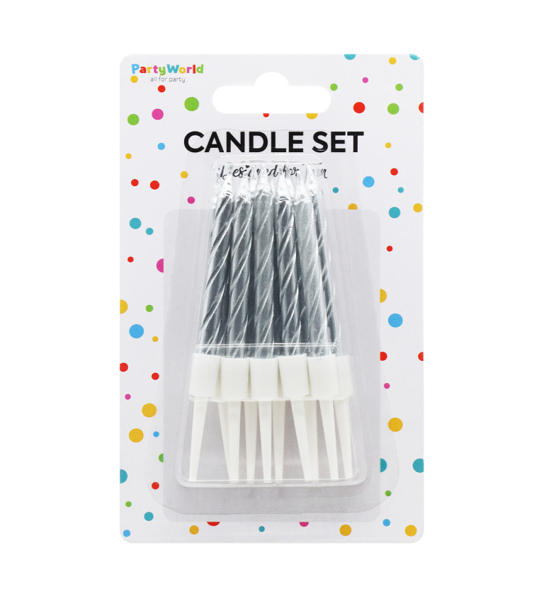 Spirálové svíčky stříbrné