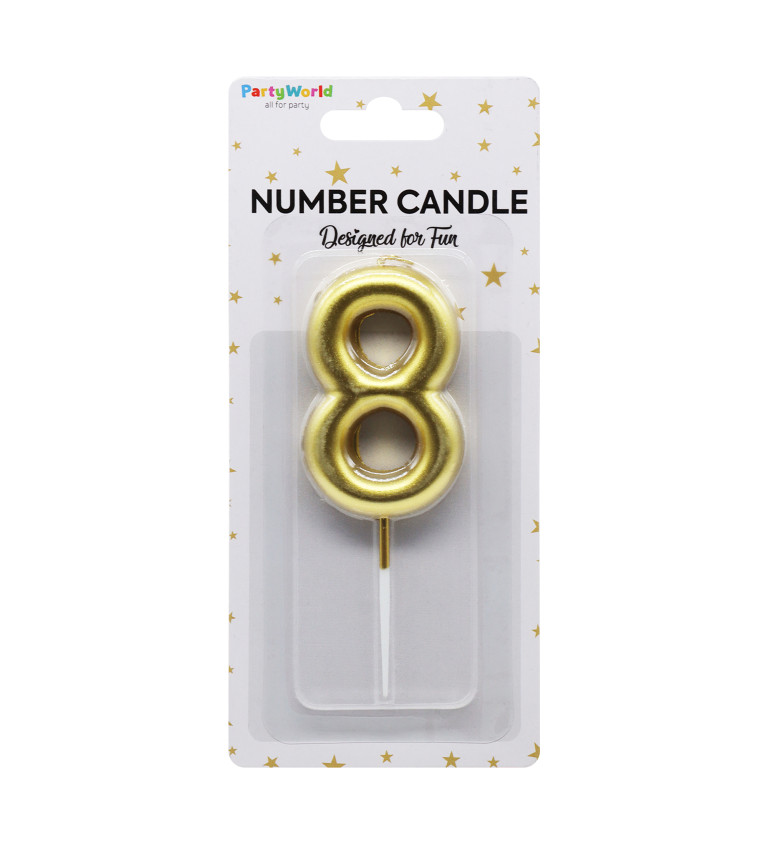 Dortová svíčka číslo 8 zlatá