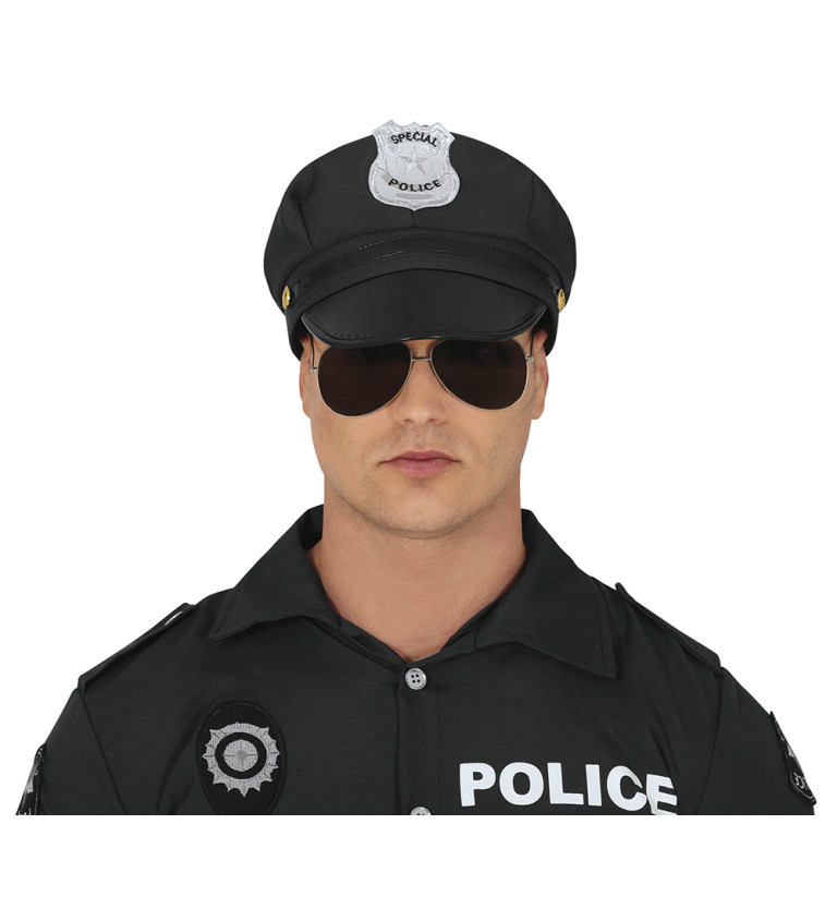 Látkový policejní klobouk černý