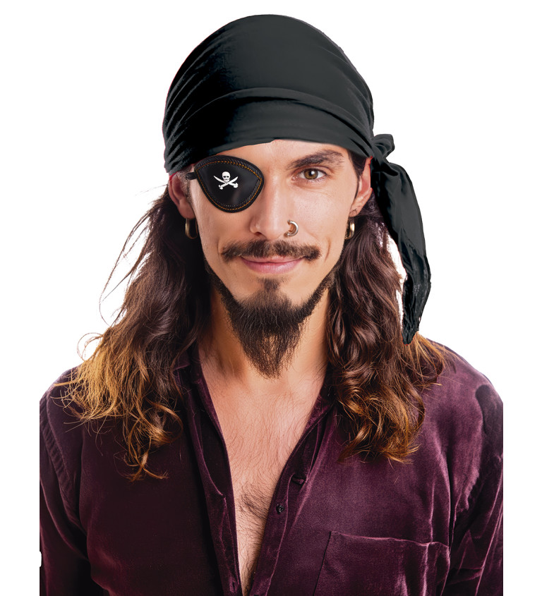 Sametový pirátský šátek černý