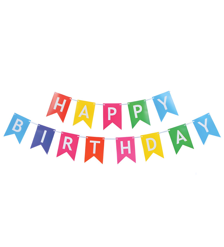 Girlanda vlajky "Happy birthday" Barevná
