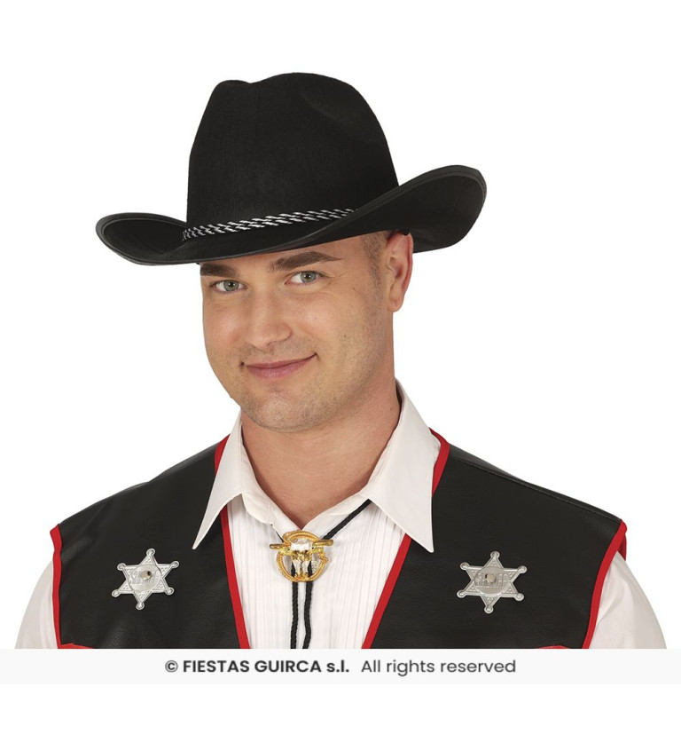 Černý plstěný kovbojský klobouk