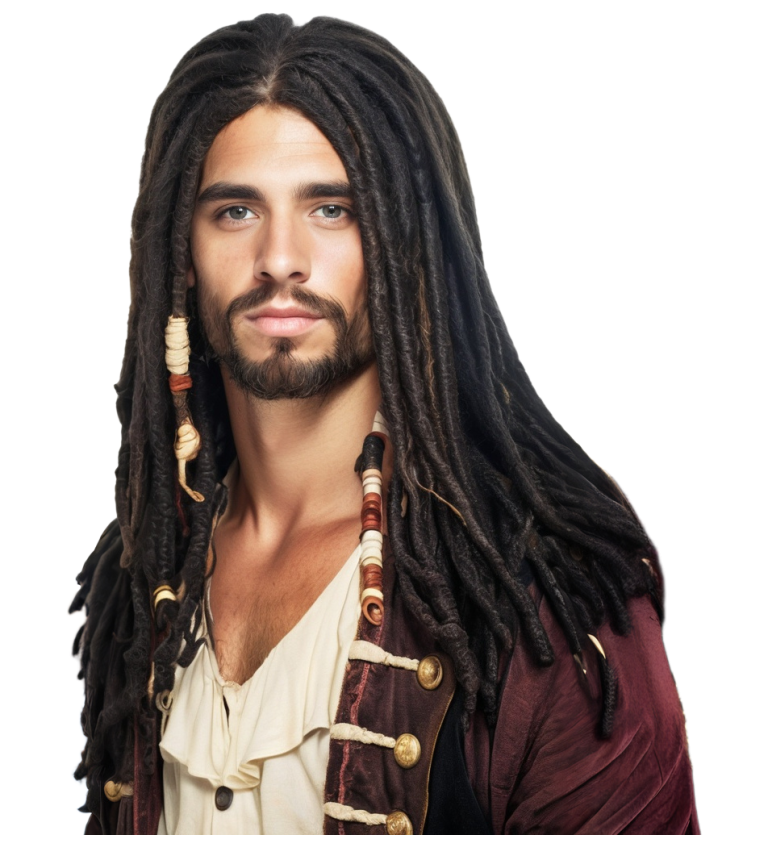 Pánská paruka pirát s dredy
