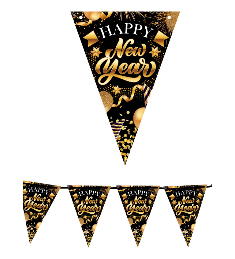 Happy New Year - vlaječková girlanda